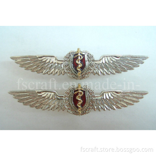 Silver Plating Screw Cap Wing Badge